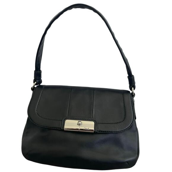 Y2K COACH SHOULDER BAG KRISTIN BLACK LEATHER N-M1020-45166 SILVER ACCENTS ICONIC - Picture 1 of 15